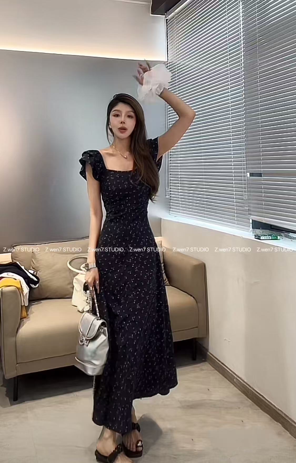 2025夏季新款 碎花裙 小飞袖露背