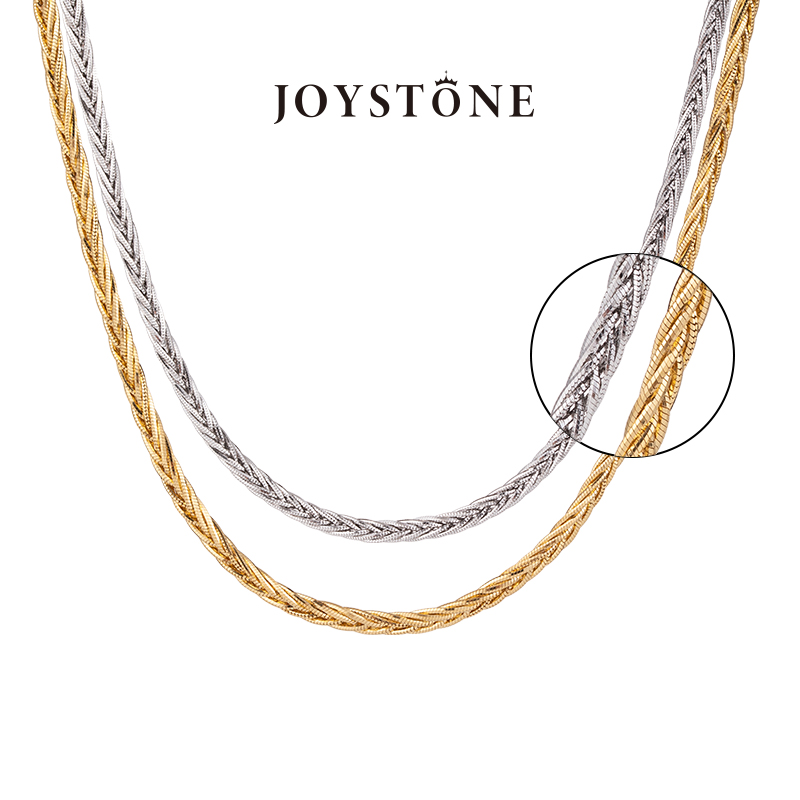 Joystone 链子925银 七股编织蛇骨链 素链可调节简约经典锁骨链