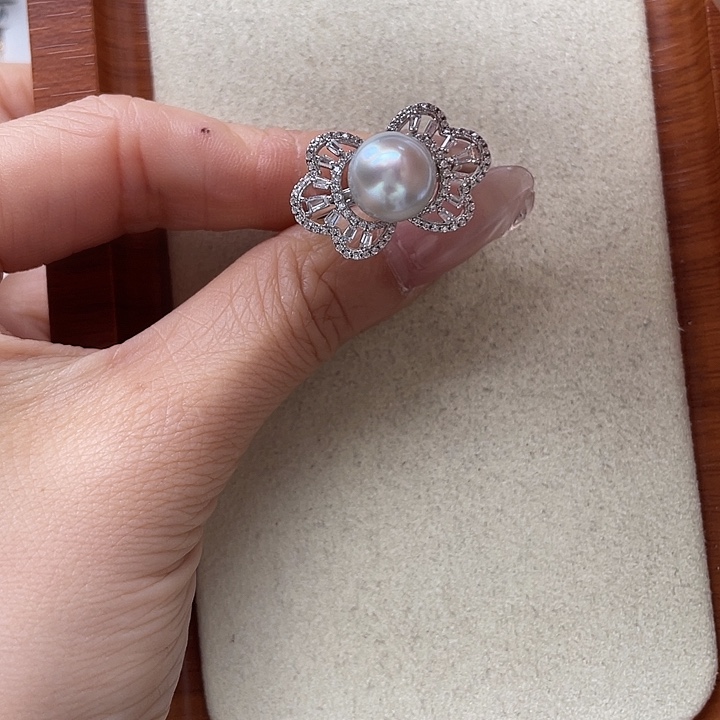 银S925镶嵌海水珍珠戒指