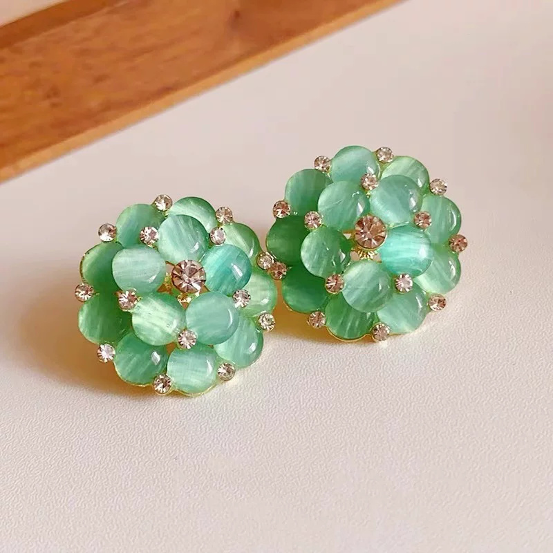 铜合金树脂耳饰 铜合金 8370绿色多肉水润耳饰