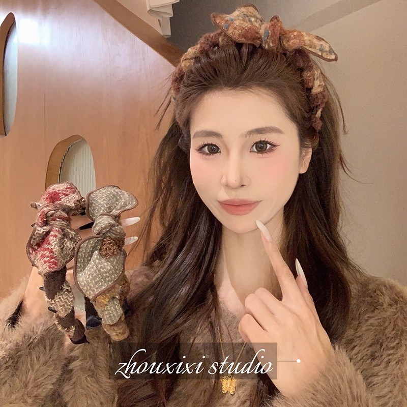 缠绕齿梳蝴蝶结发箍女高颅顶发卡头箍外出百搭甜美头饰2025秋冬新