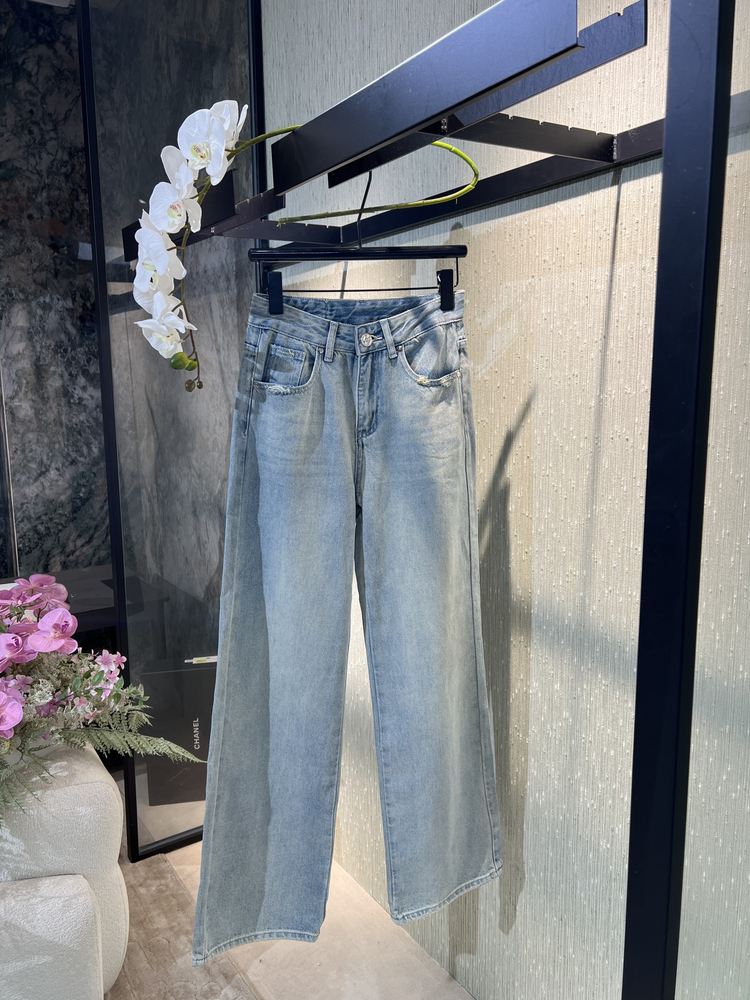 【是你大大钱】1女秋季中高腰宽松直筒裤百搭垂感拖地亮片裤子