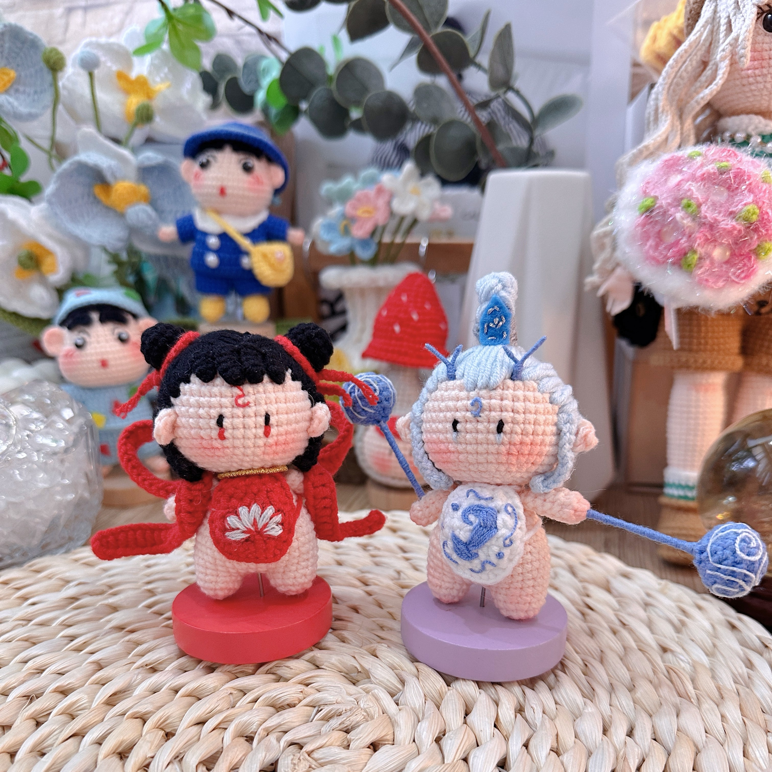 「动漫人物」DIY毛线钩针编织创意哪吒针织玩偶成品