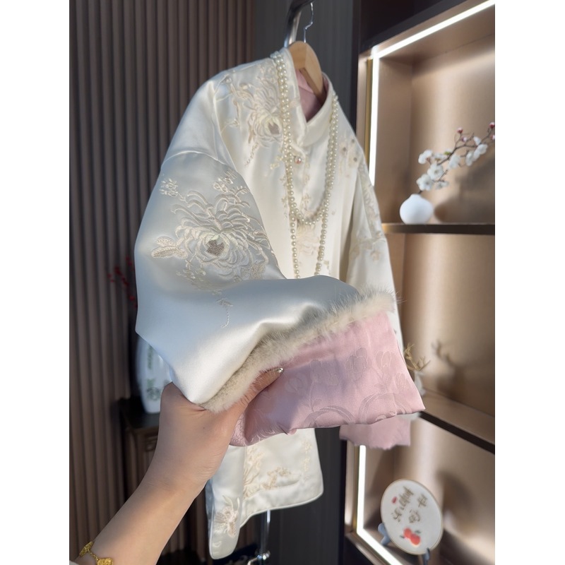 园园-白月光｜ 冬新中式风格新中式皮草加厚外套2024D9118