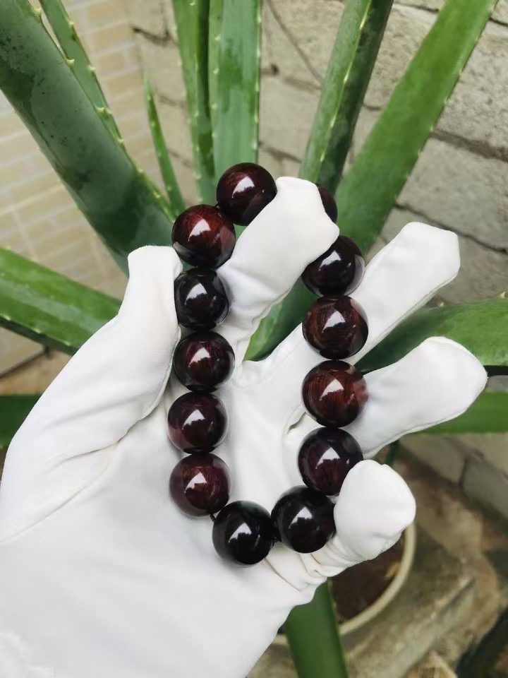 海南黄花梨1.8cm紫油梨老料沉水级圆珠手串男女款