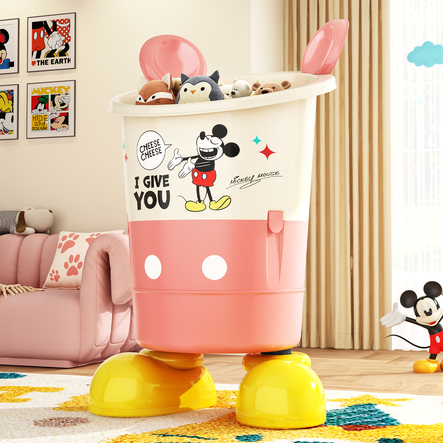 Disney/迪士尼儿童玩具收纳箱超大收纳桶毛绒玩偶娃娃积木乐高