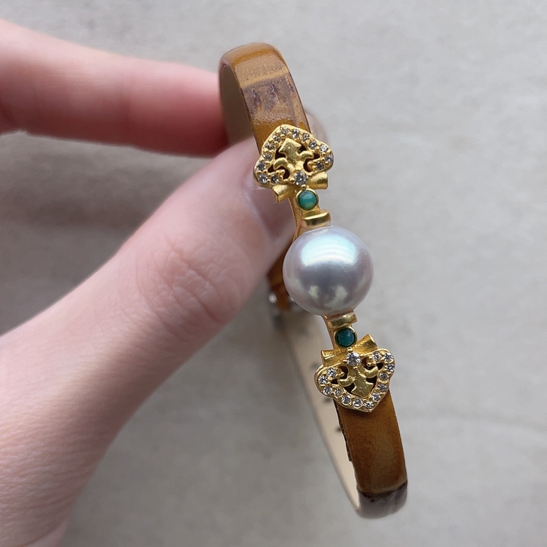 手链82银S925镶嵌海水珍珠