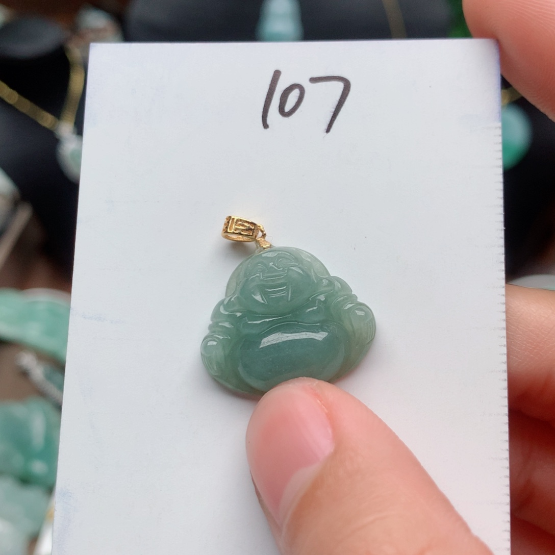 翡翠颈饰银S925镀金镶嵌吊坠