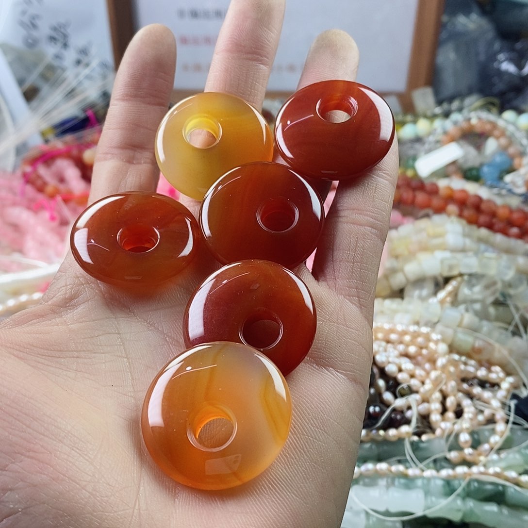 玛瑙/玉髓珠宝半成品未镶嵌两个天然玛瑙公主扣A349
