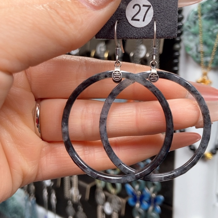 【闪购商品】翡翠耳饰银S925镶嵌耳饰