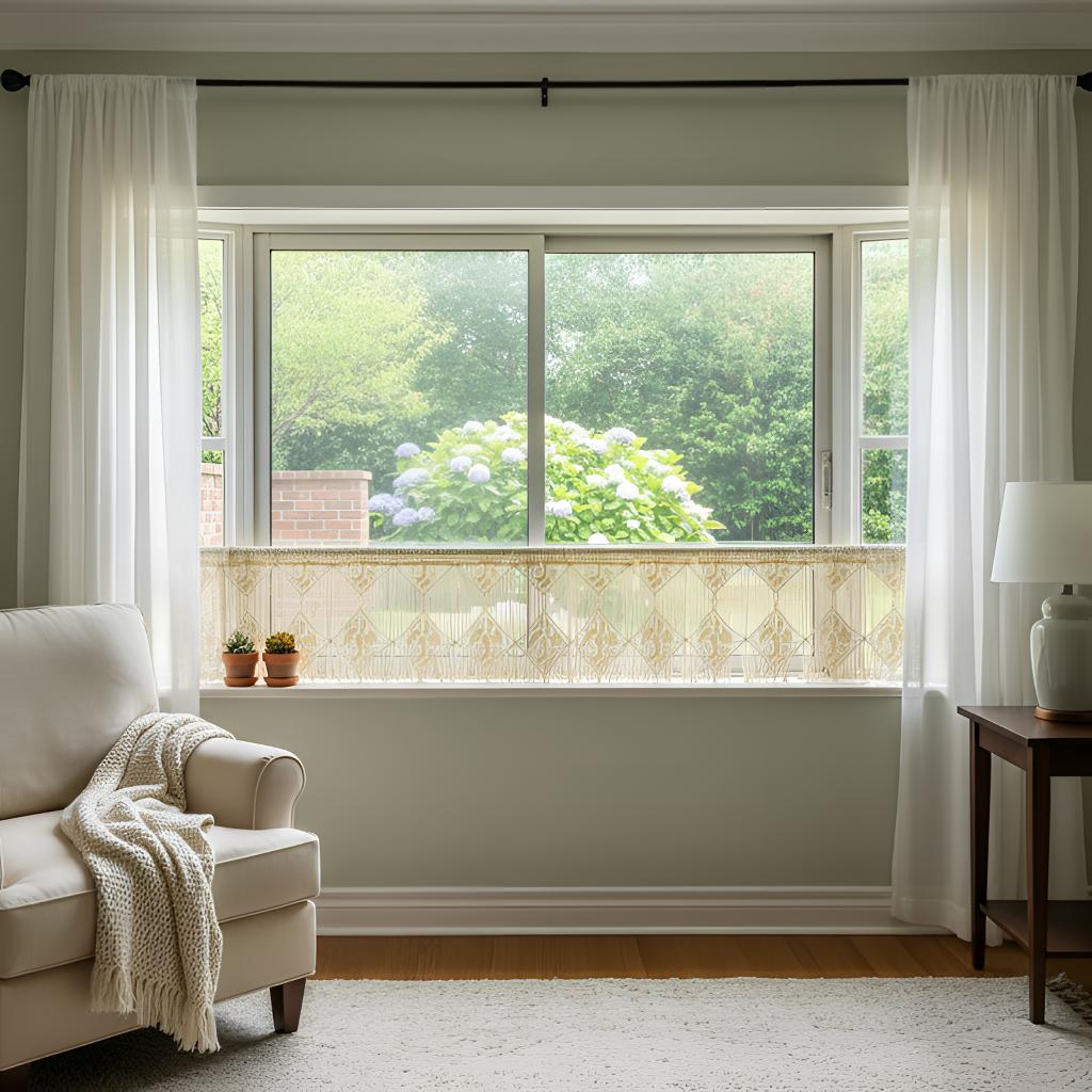 2608-1米色【50*260cm】美式田园咖啡帘短帘橱柜窗纱帘厨房门帘 