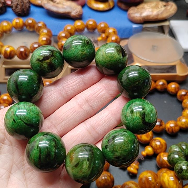 松木醉*颜琥珀木手串水墨丹青2.5尺寸