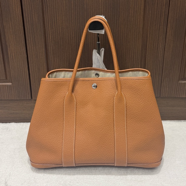 95新 Hermes/爱马仕 金棕色36 花园包/二奢