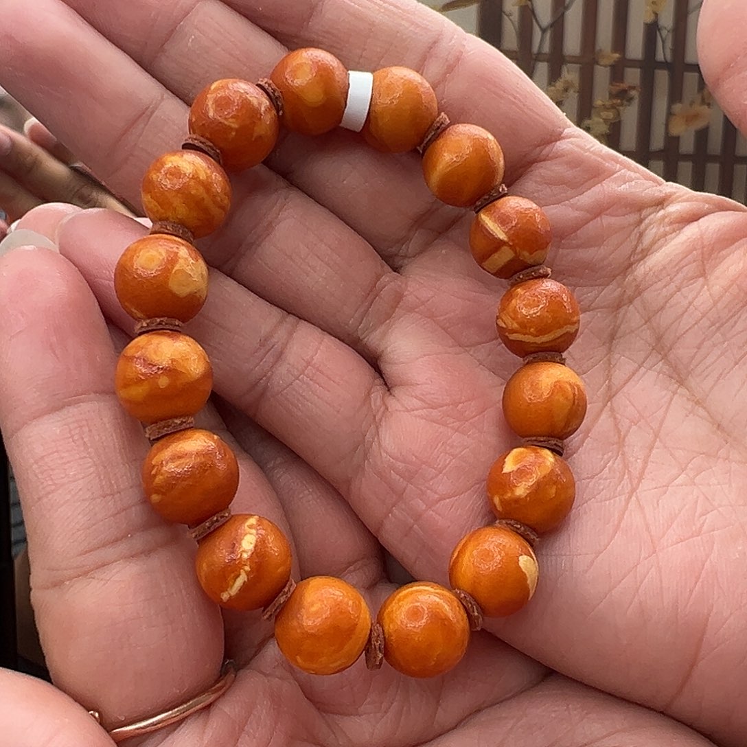 裸石蜜蜡未镶嵌橘皮手串11mm