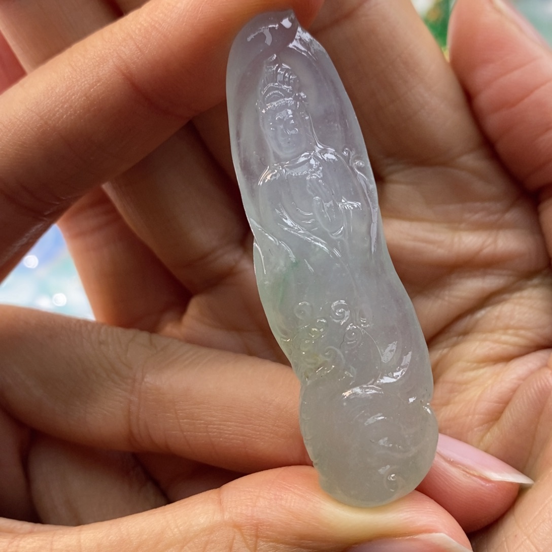 定制翡翠未镶嵌翡翠站观音