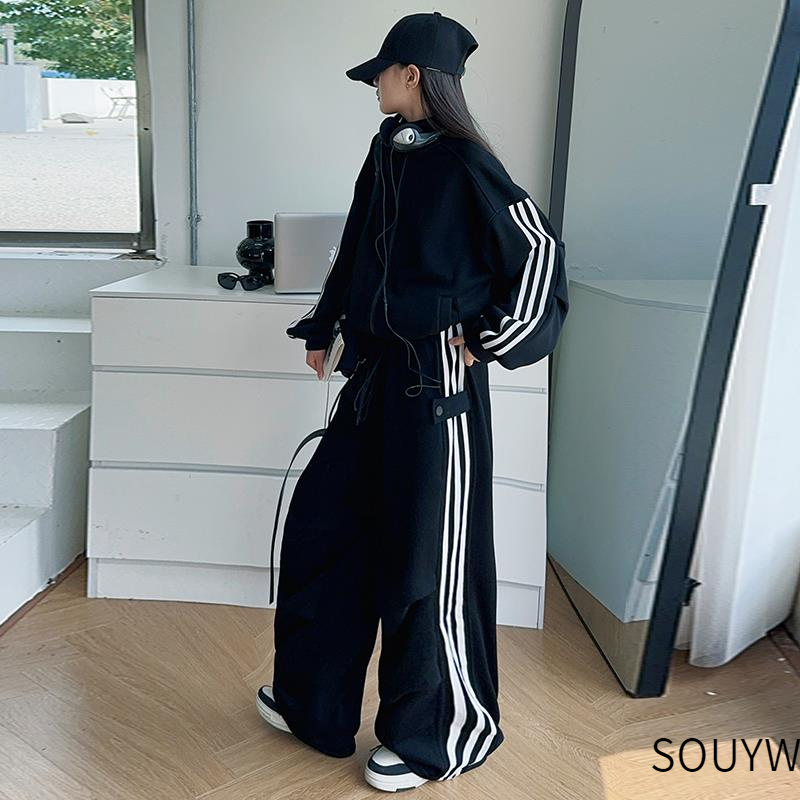 女童加绒运动套装秋冬款2024少女酷帅休闲拉链卫衣外套卫