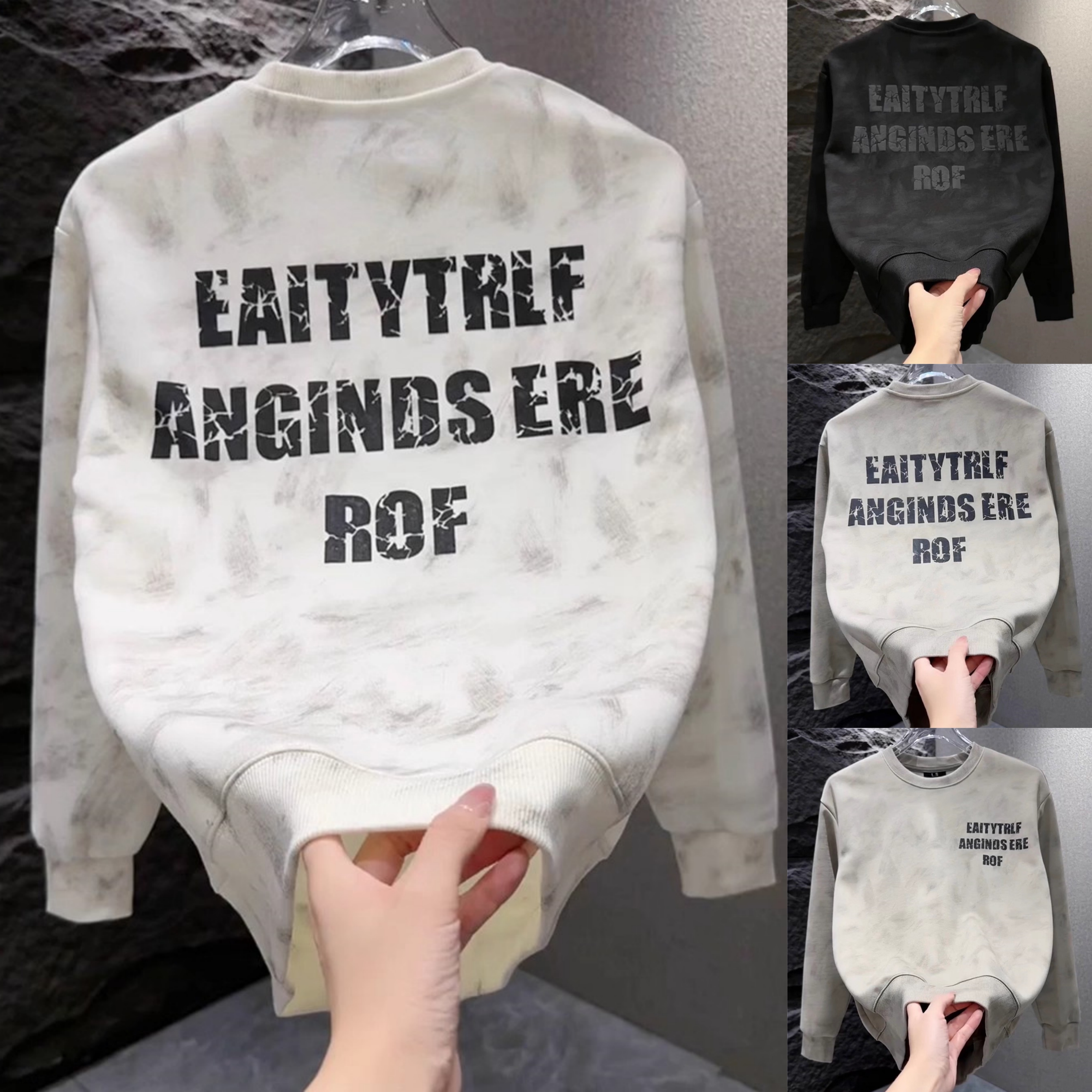 2025秋冬新款男装潮流印花卫衣男款爆款休闲字母圆领长袖复古上衣