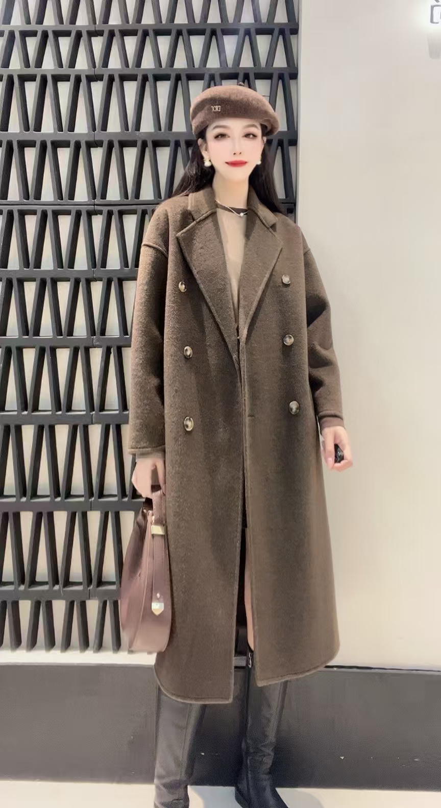 96016 春季时尚百搭新款中长款双面羊毛大衣 三楼 F