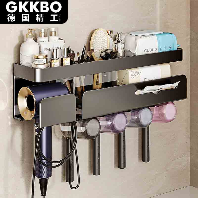 GKKBO德国精工】 20免打孔卫生间牙刷牙杯置物架壁挂式多功能牙具