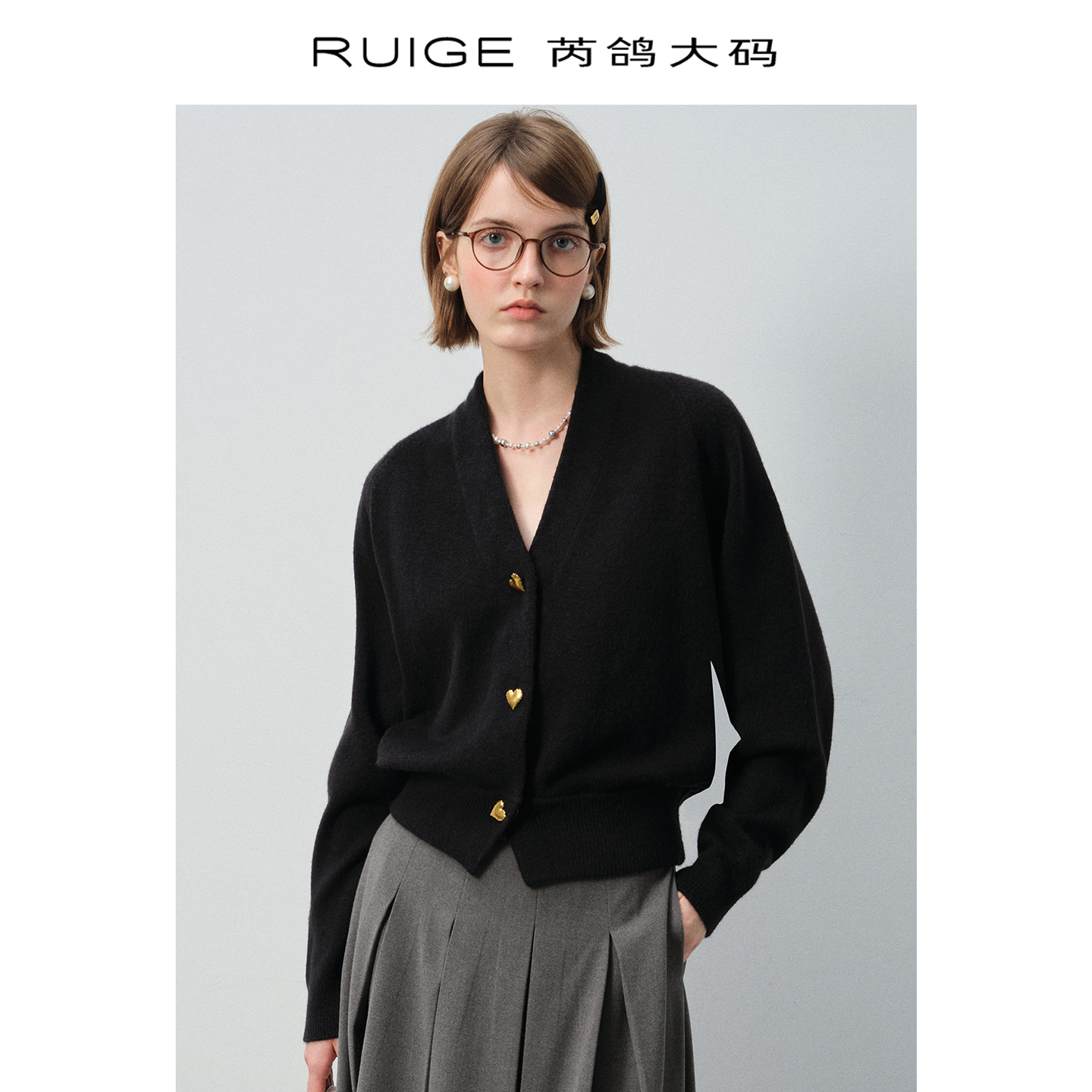 芮鸽微胖定制【爱心复古】短款针织衫开衫毛衣微胖mm上衣0343YY