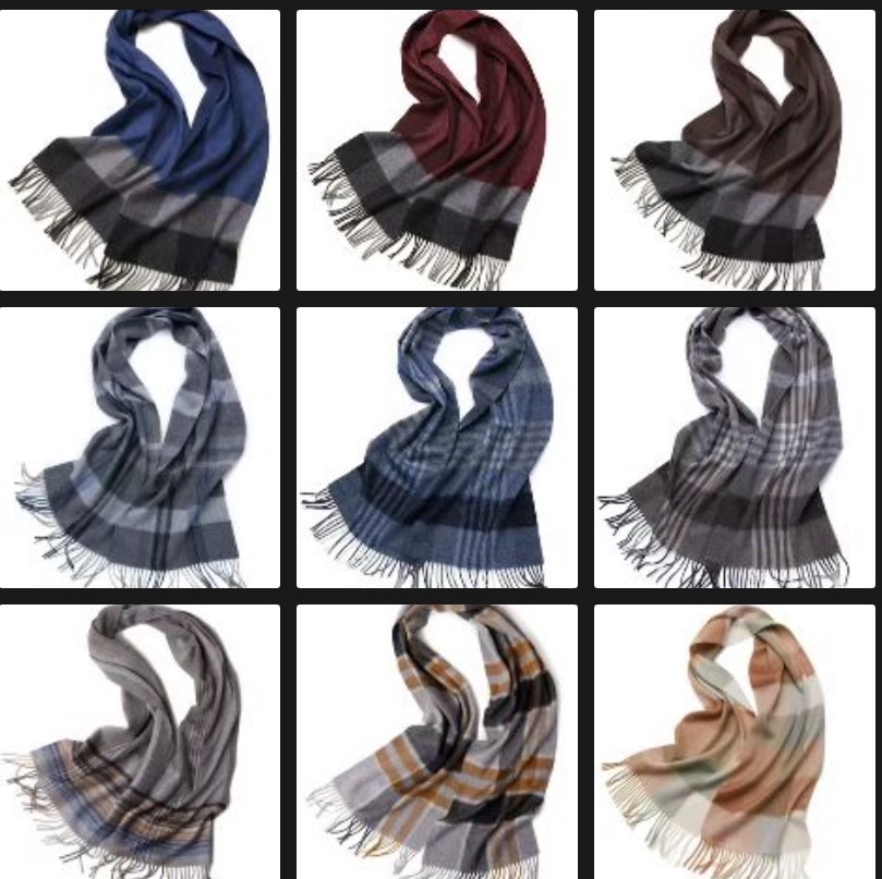 100%山羊绒围巾纯色格子围巾