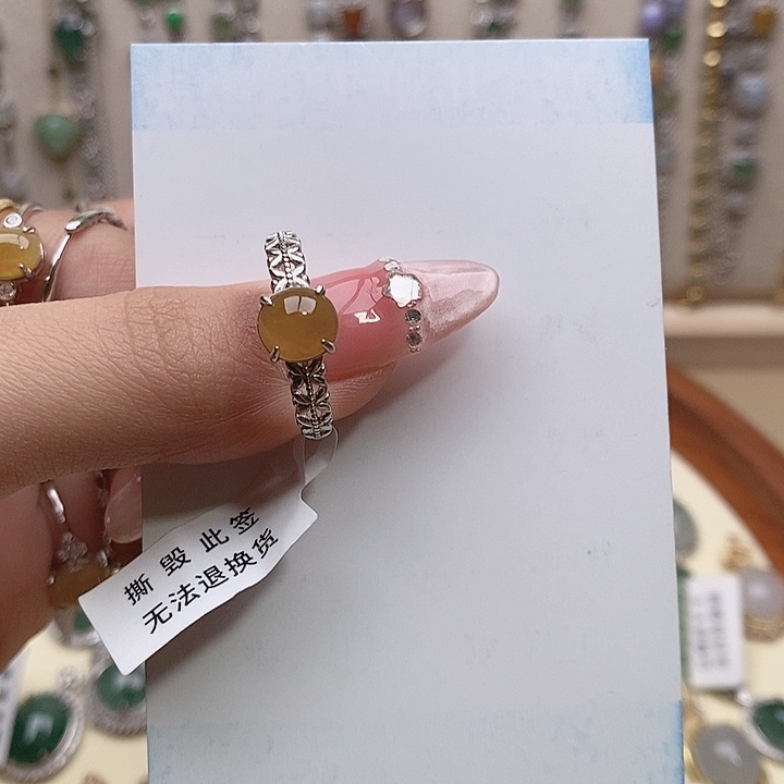 翡翠戒指银S925镶嵌111111