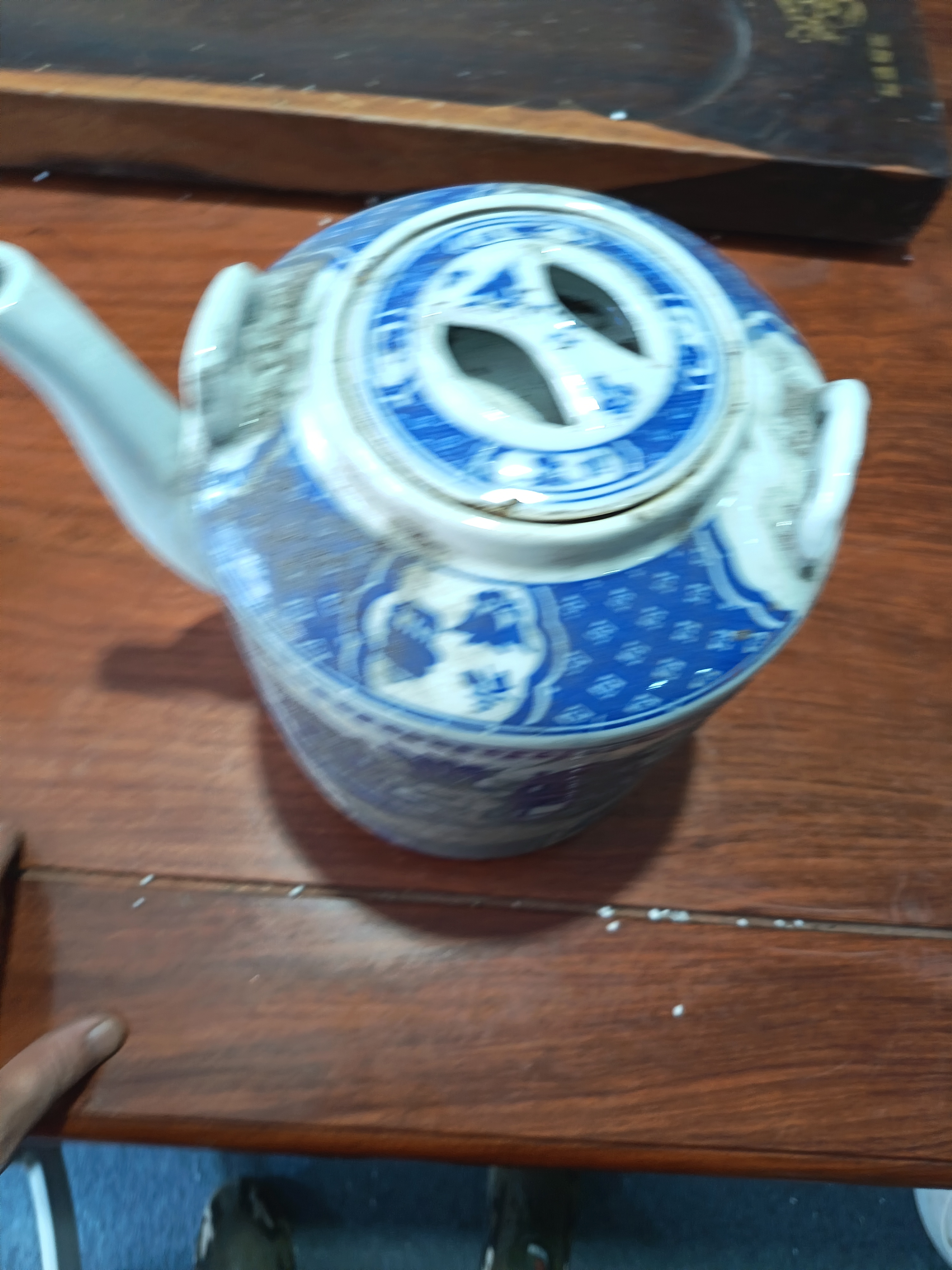 景德镇大号青花瓷器冷水壶泡茶壶家用瓷器餐馆饭店茶壶老式提梁壶