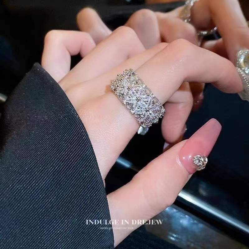 铜合金戒指 JZ030小众设计微镶重工开口可调节戒指