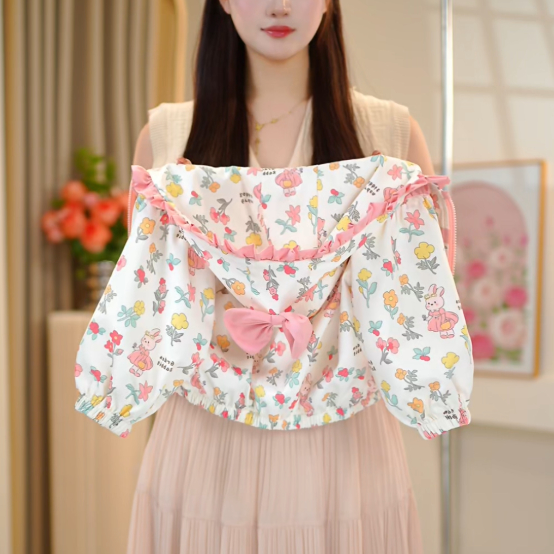 【佳琪妈】2025新款女童秋季碎花连帽外套三防免洗冲锋衣外套-711