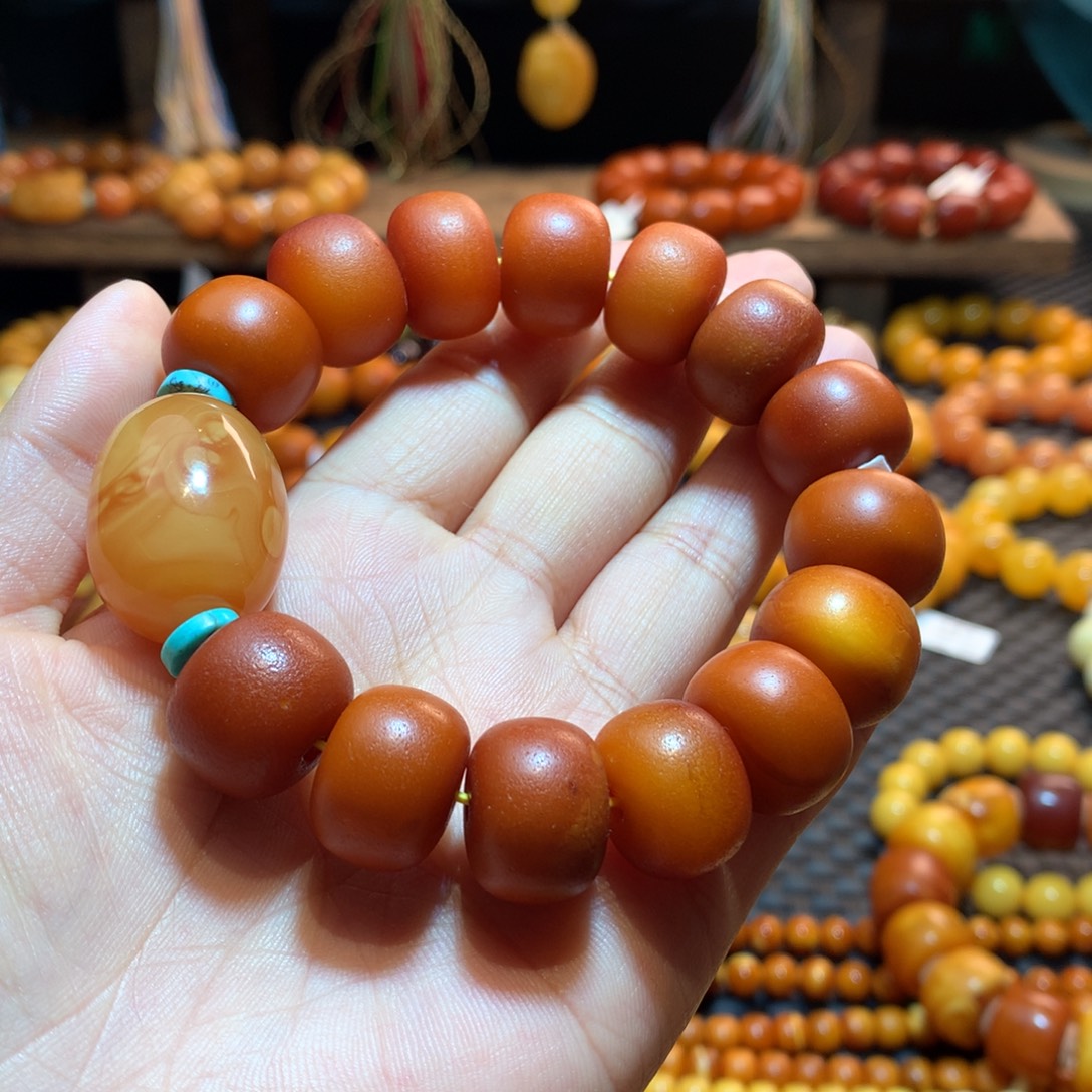 ❀***y蜜蜡未镶嵌手链蜜蜡手串