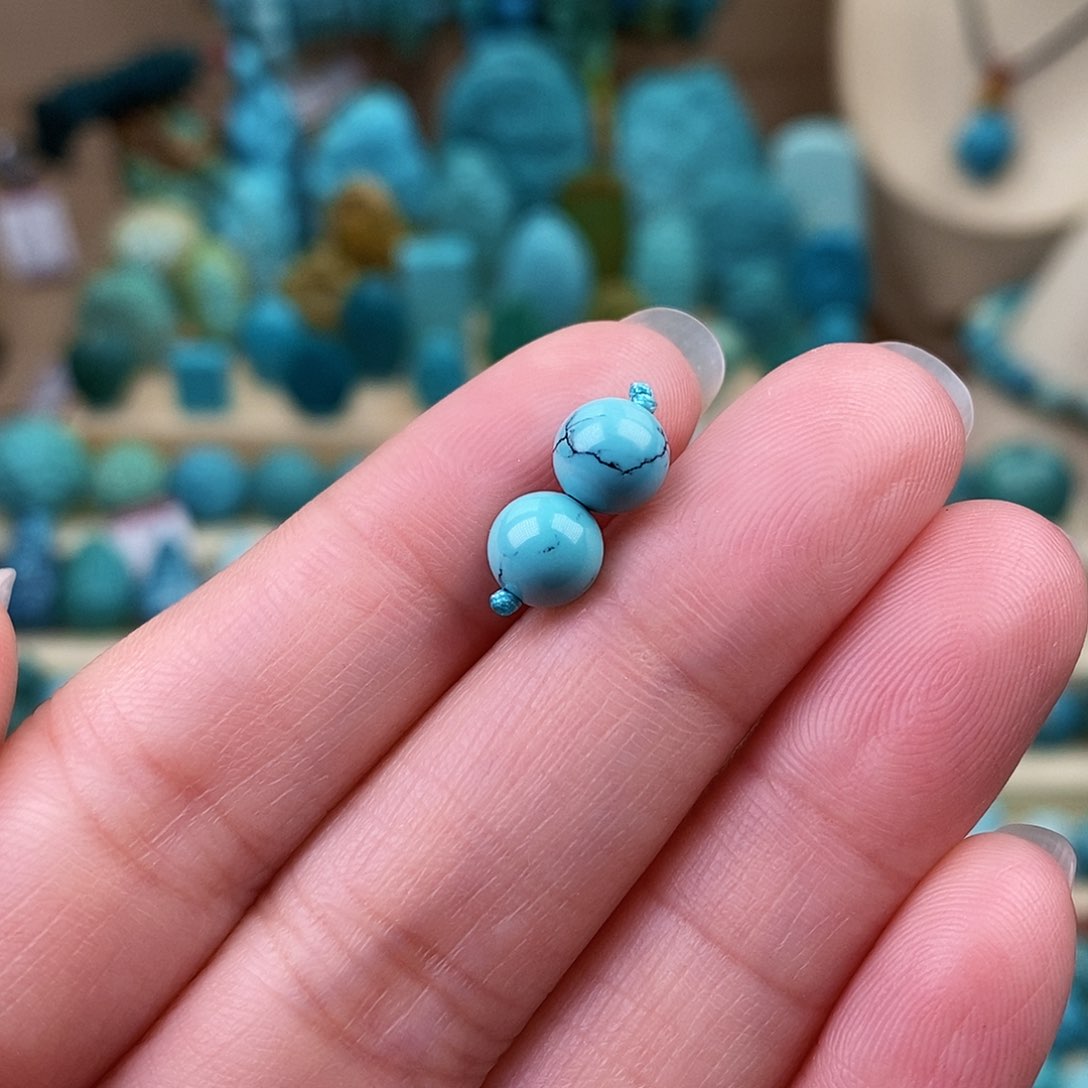 绿松石珠宝奇石未镶嵌6.5mm