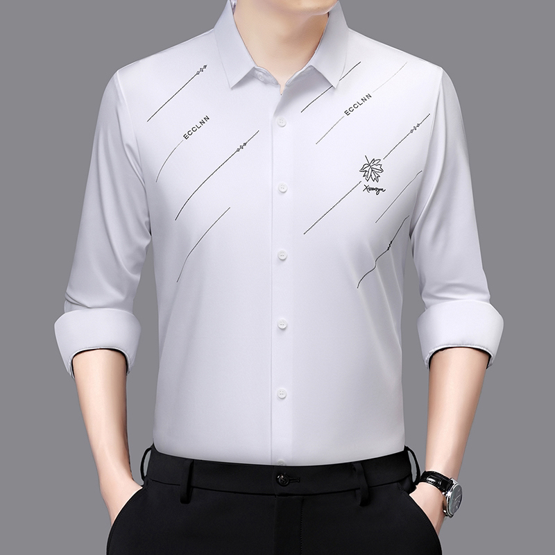 男士长袖高档衬衫无痕高弹力免烫氨氨纶抗皱秋款