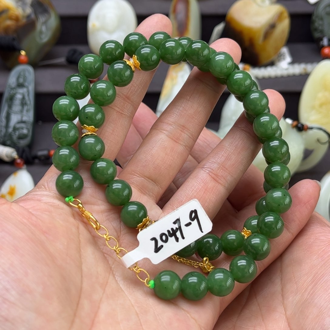 和田玉（碧玉）珠链未镶嵌