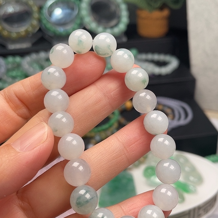 翡翠未镶嵌手链卡10飘花手串