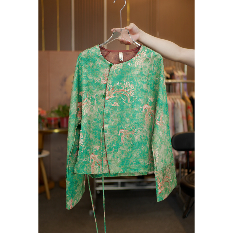 春夏高定圆领上衣165-凤凰翱翔重生花萝老料时尚高级国风上衣