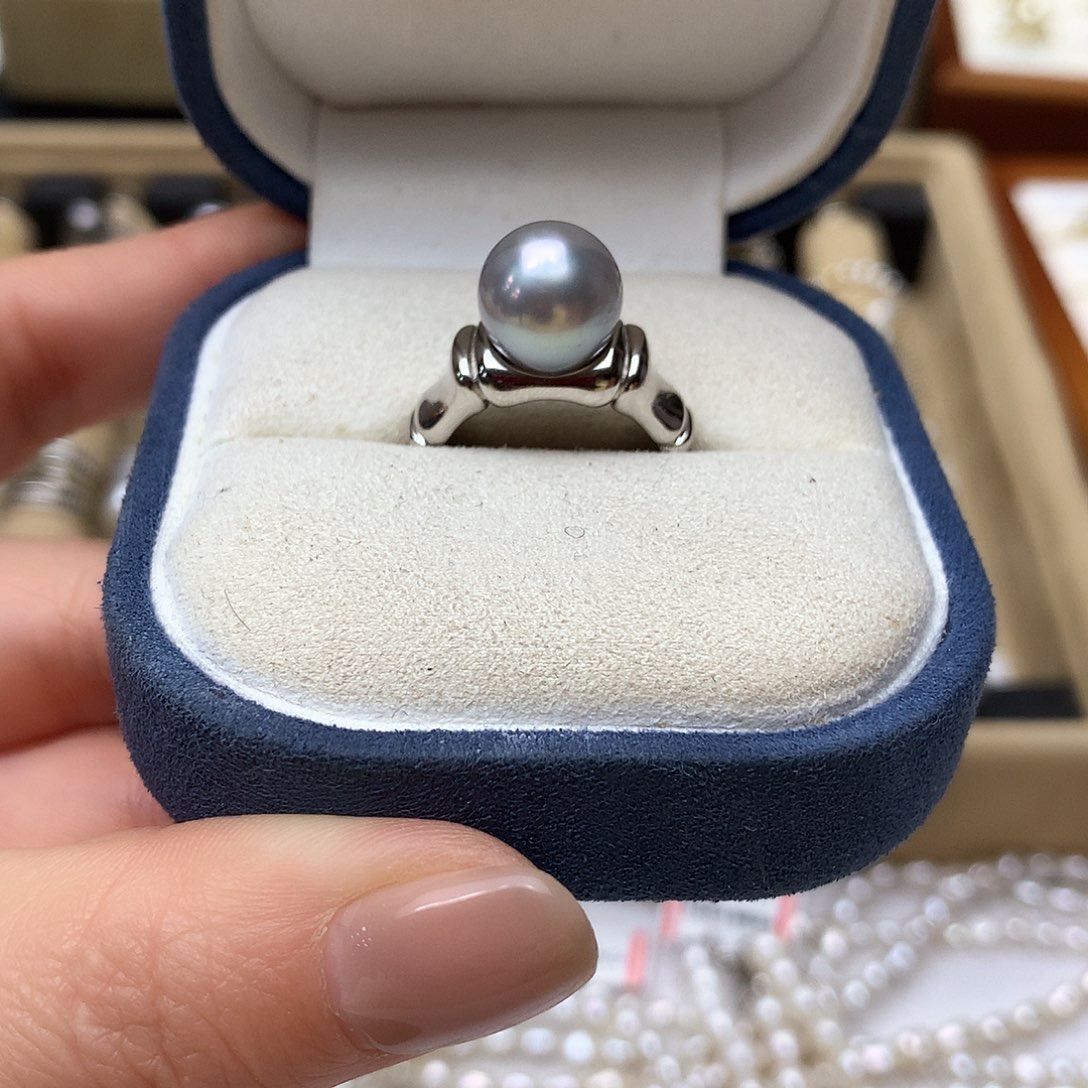 海水珍珠戒圈银S925镶嵌