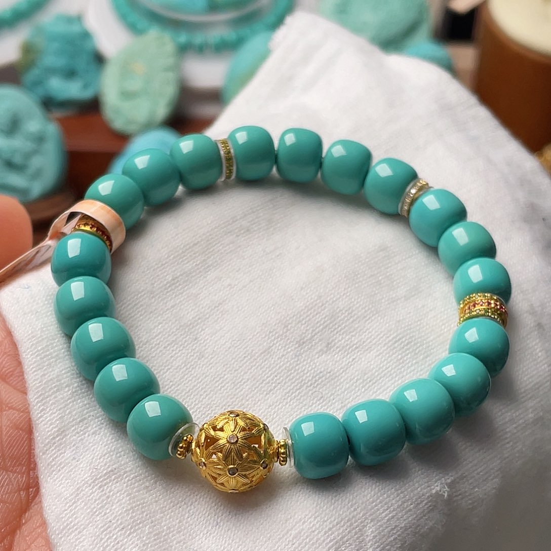 绿松石珠宝半成品18K金镶嵌