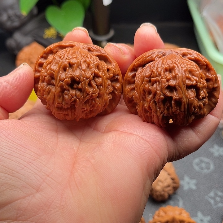 把件文玩核桃白狮头边49