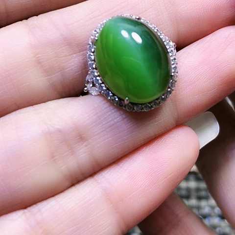 和田玉银S925镶嵌戒指