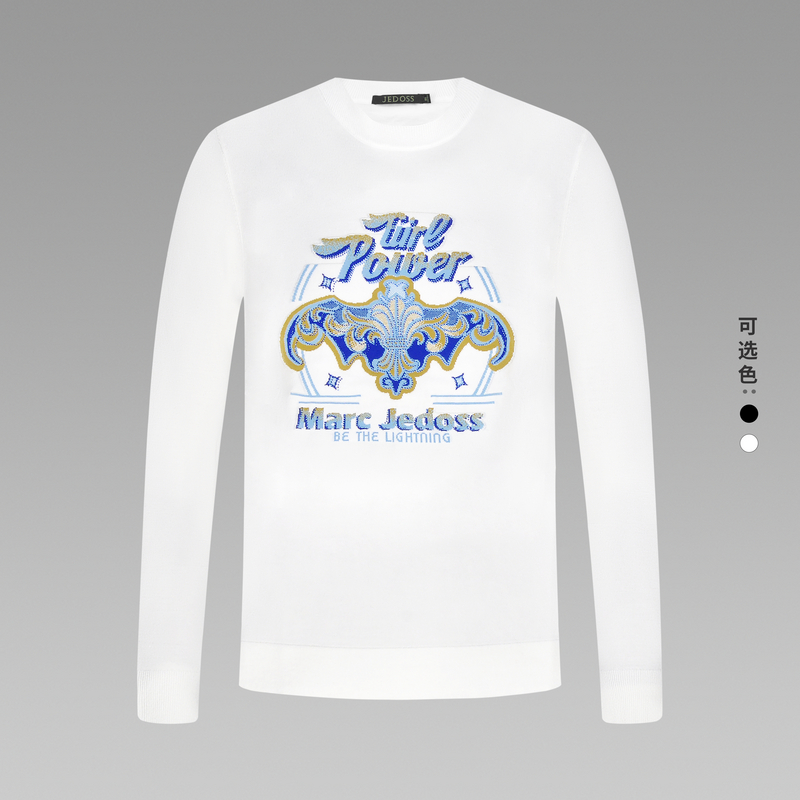 JEDOSS/爵迪斯 2025秋上新时尚轻奢男装LOGO提花套头针织衫潮S003