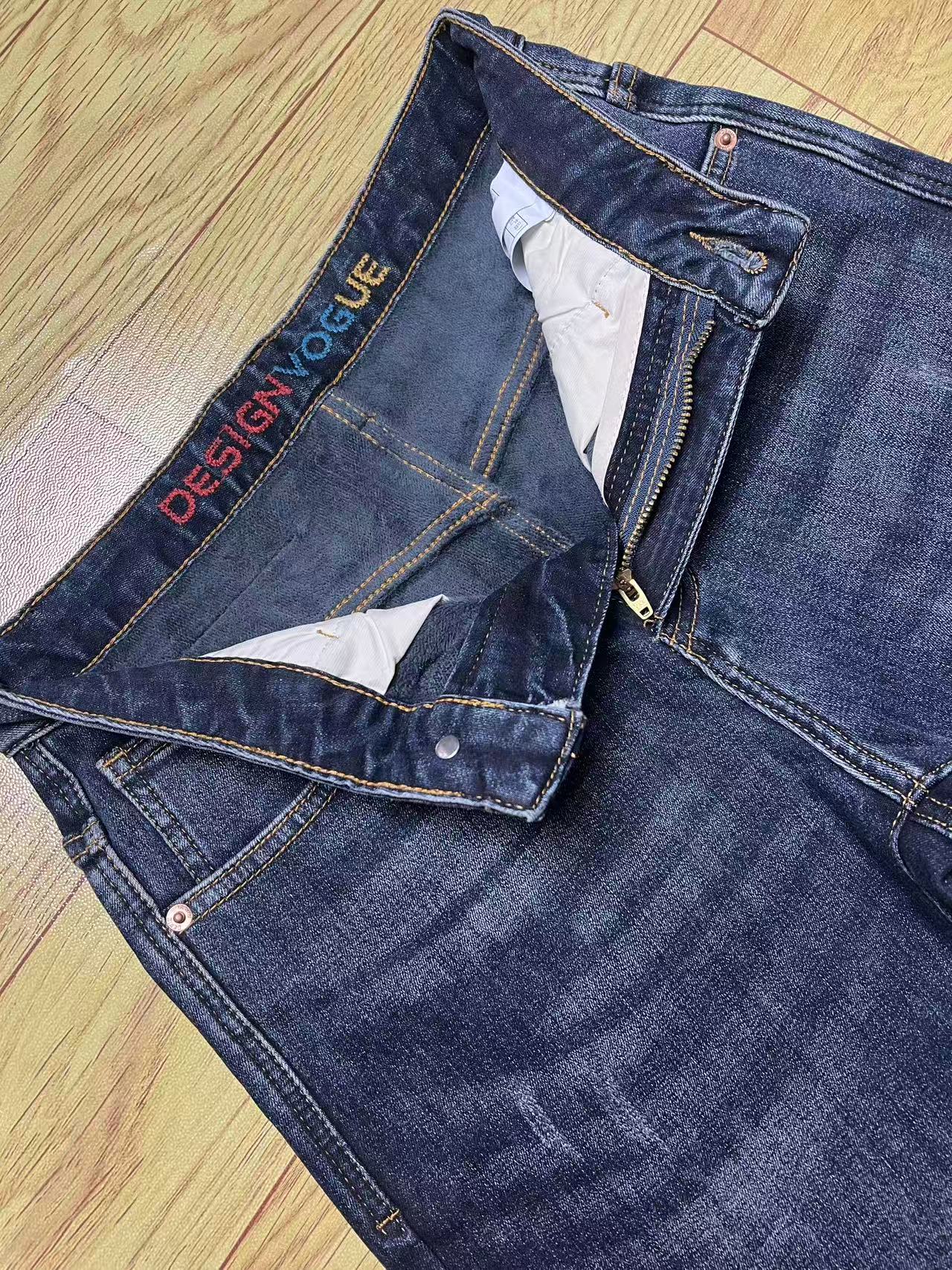 #5017#新款冬季大牛复古蓝潮流牛仔裤男士修身小直筒高端微弹力  