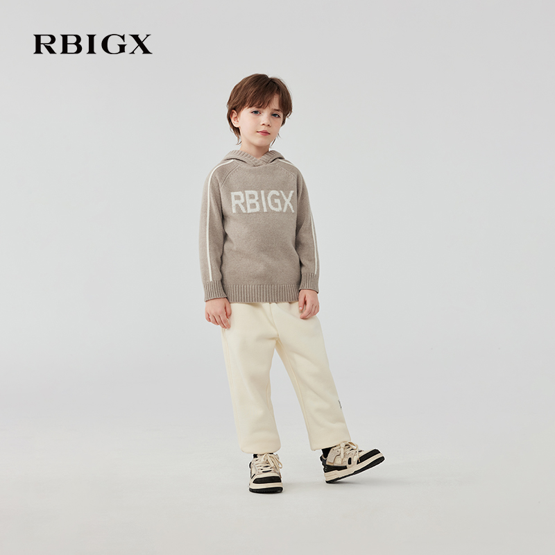 【100%羊毛】RBIGX瑞比克童装2025冬季新款保暖套头连帽羊毛衫