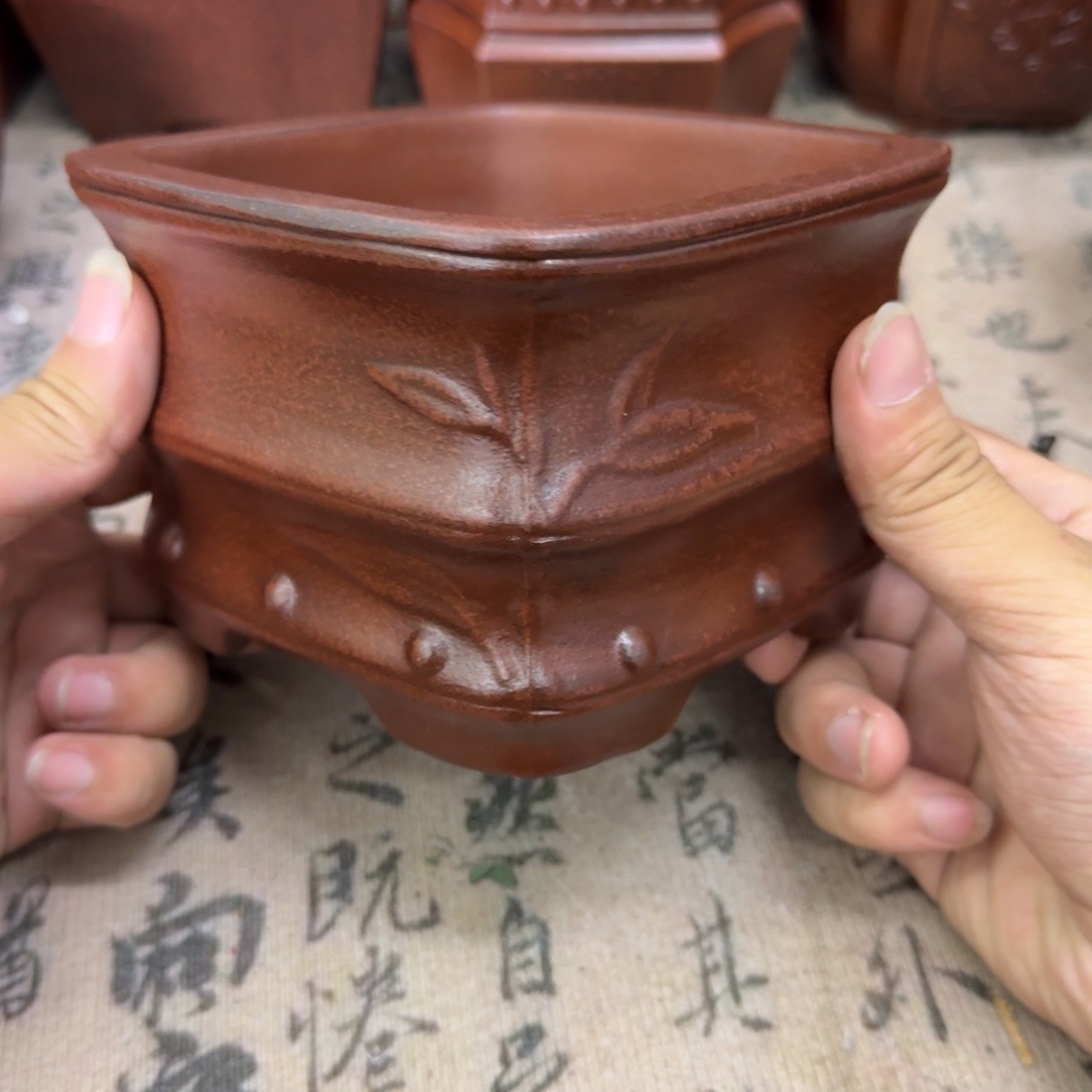 紫砂花盆12x7.5内经紫砂花盆