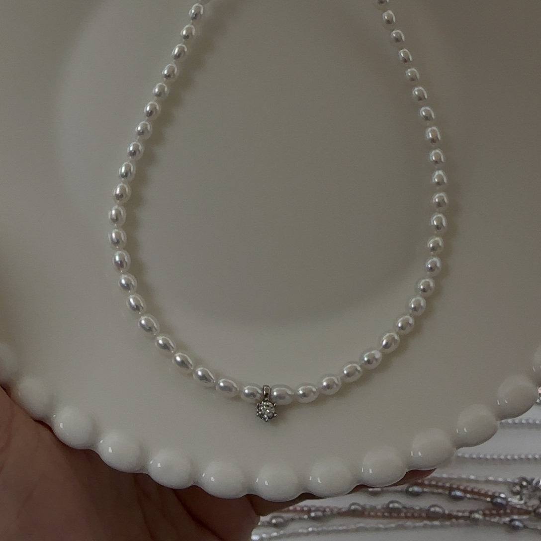 银S925镶嵌淡水珍珠项链