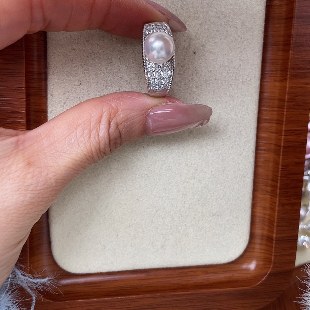 海水珍珠银S925镶嵌戒指
