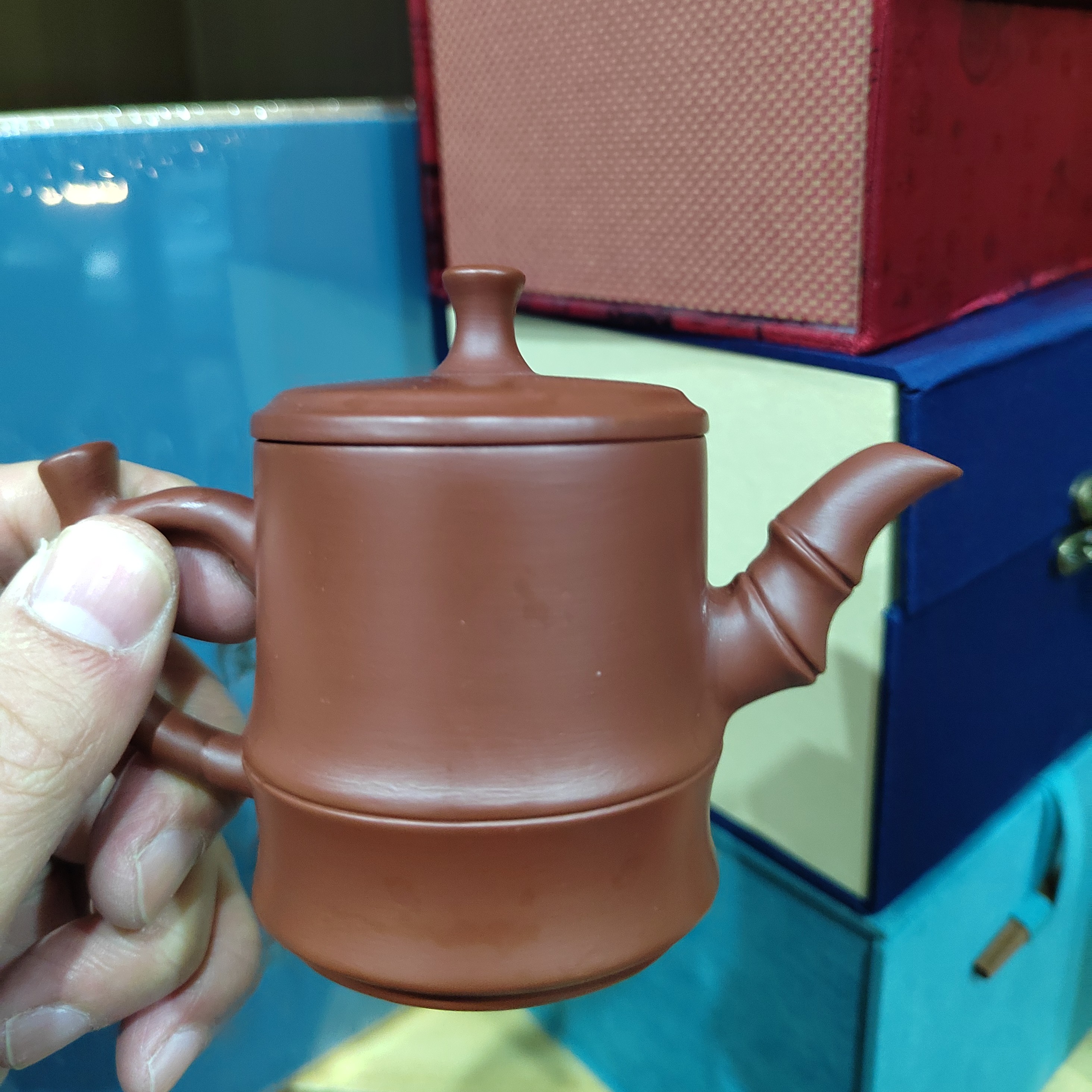 潮州手拉胚小容量竹韵朱泥壶茶壶手工壶功夫茶壶茶具精美