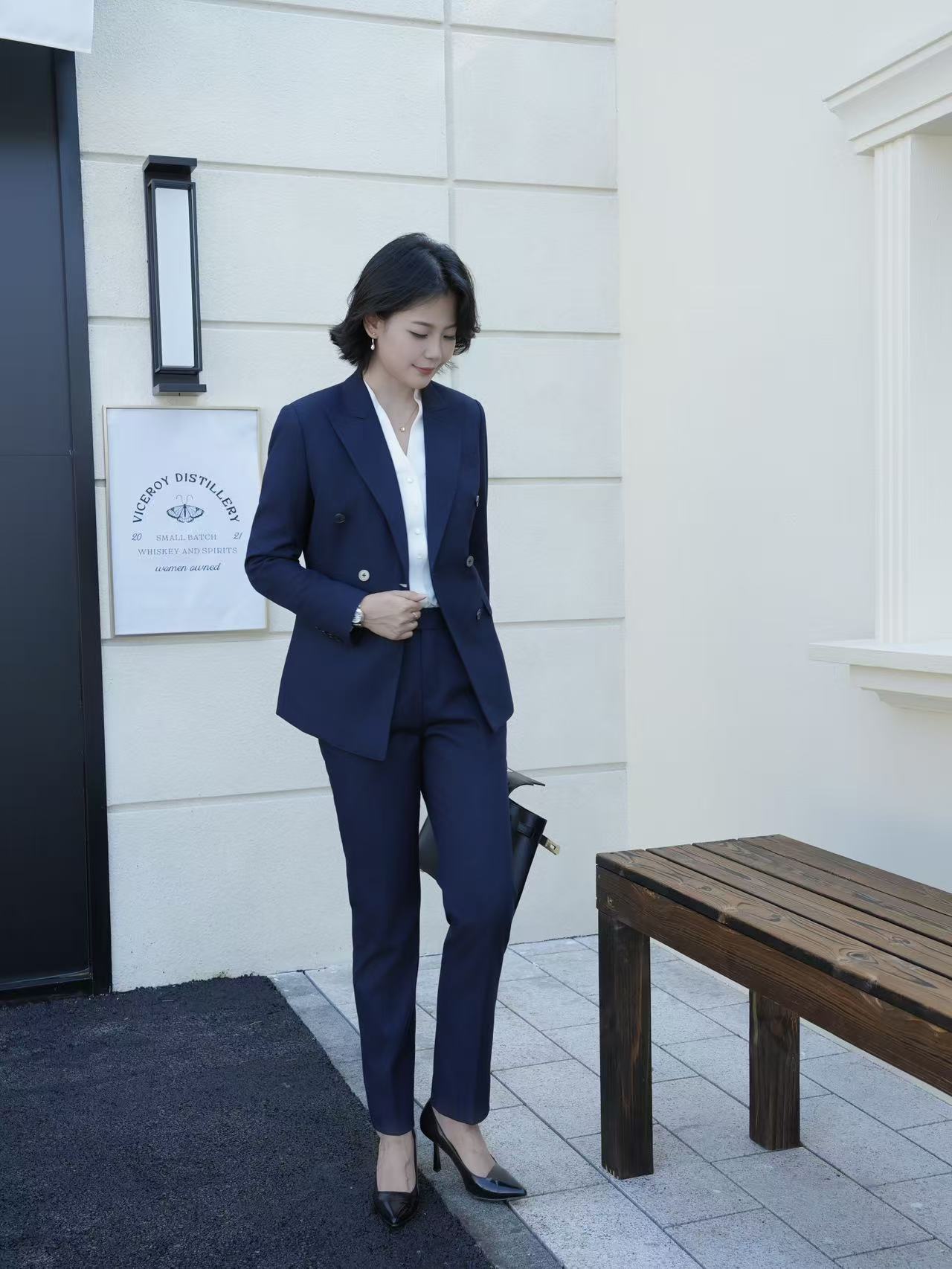 2025新款秋冬西服双排扣商务风职业女裤套装工作服泰式轻熟风西装