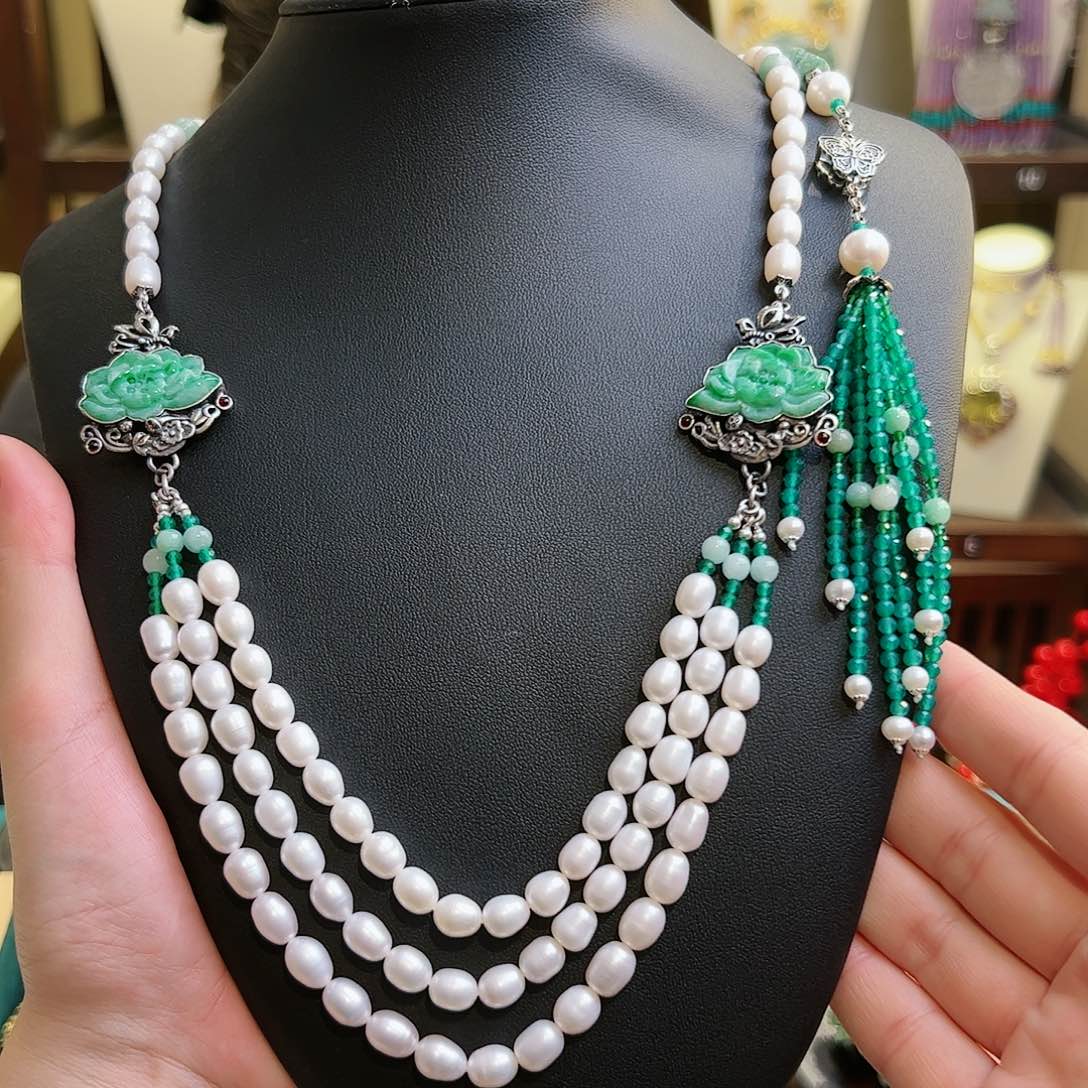 翡翠项链银S925镶嵌项链