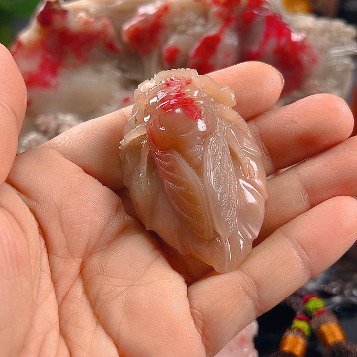 巴林鸡血石悟*结晶石挂件