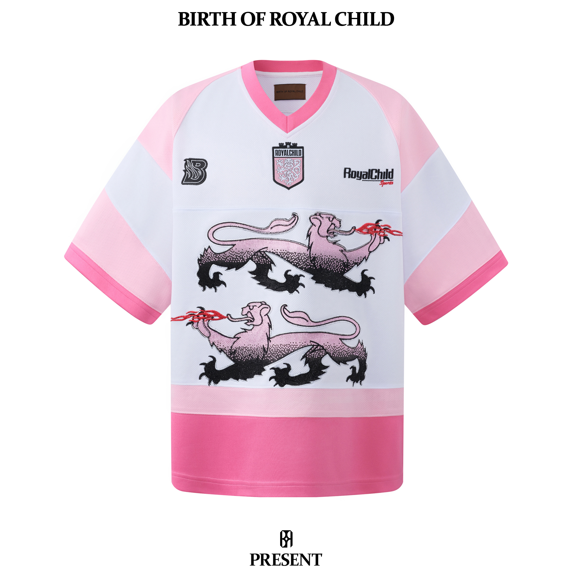 BIRTH OF ROYAL CHILD BORC【鹿晗同款】双狮烫钻球服球衣美式
